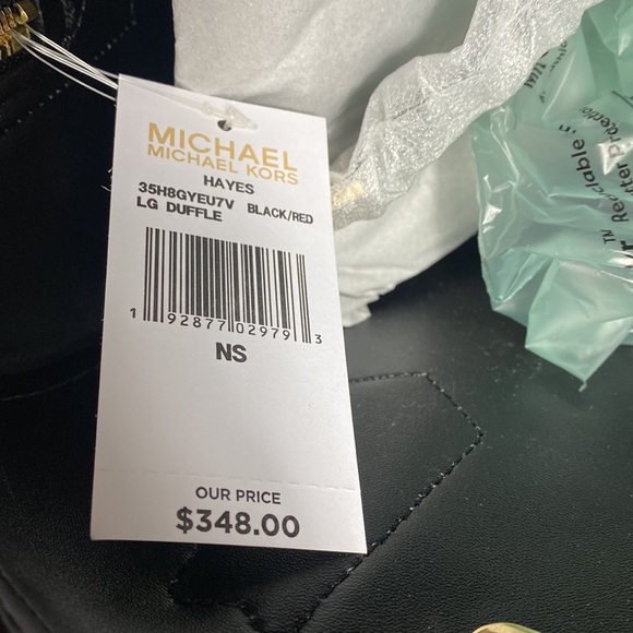 Micheal Kors Hayes large duffle black and red Roses - Picture 11 of 12